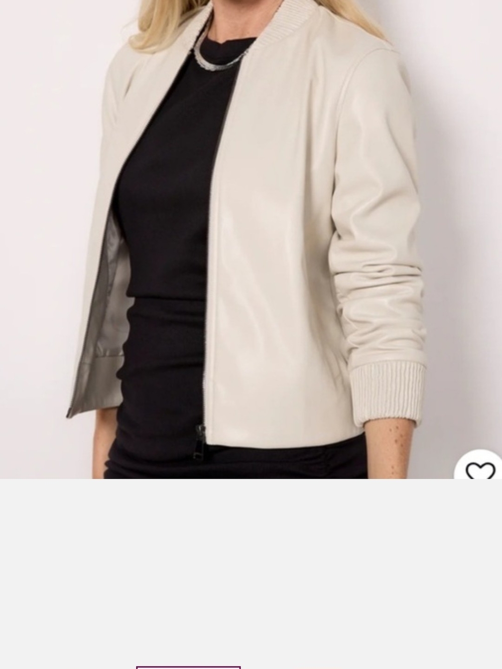 Evereve Cream Bomber Jacket with Ribbed Trim